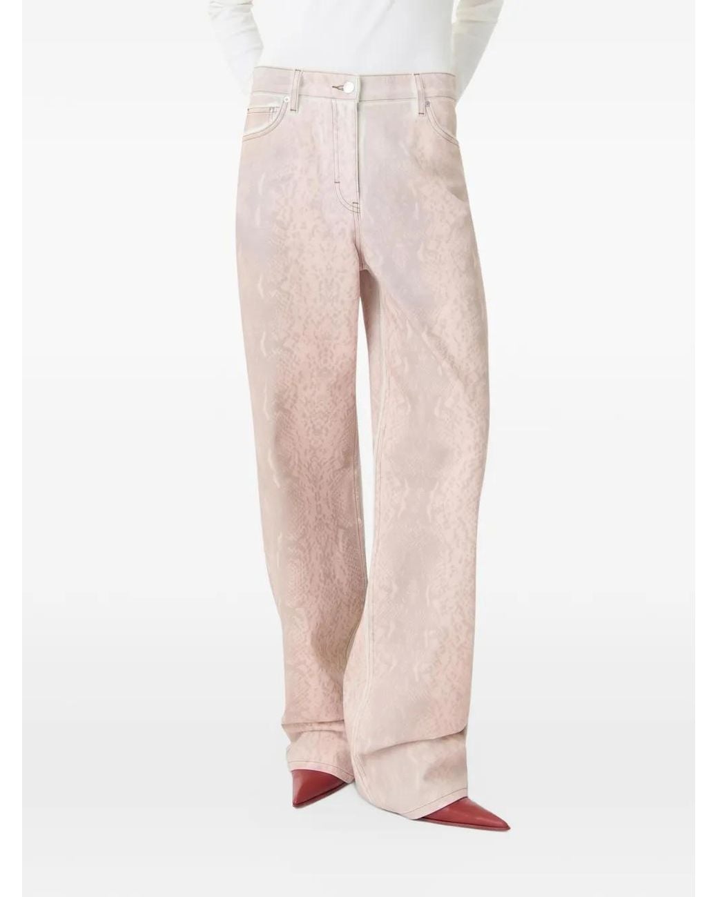 IRO White Mamba Python-Print Jeans