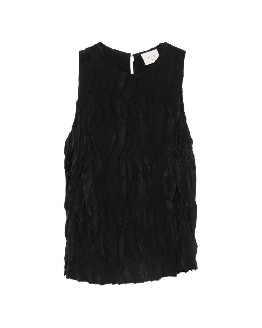 Alysi Black Feather-Effect Sleeveless Blouse
