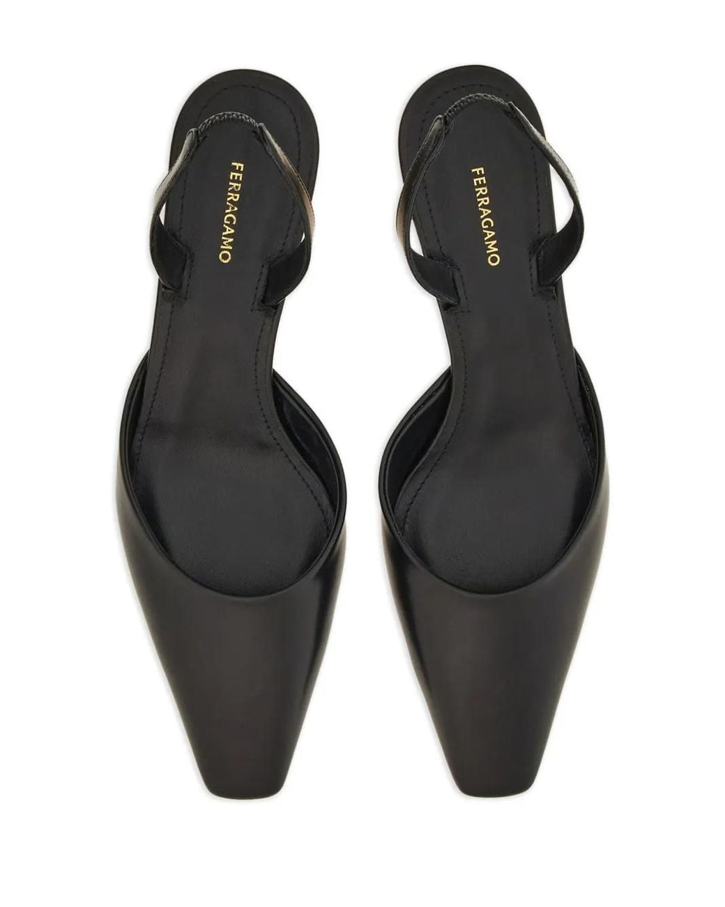 Ferragamo Black Elegant Slingback Pumps With Cage Heel