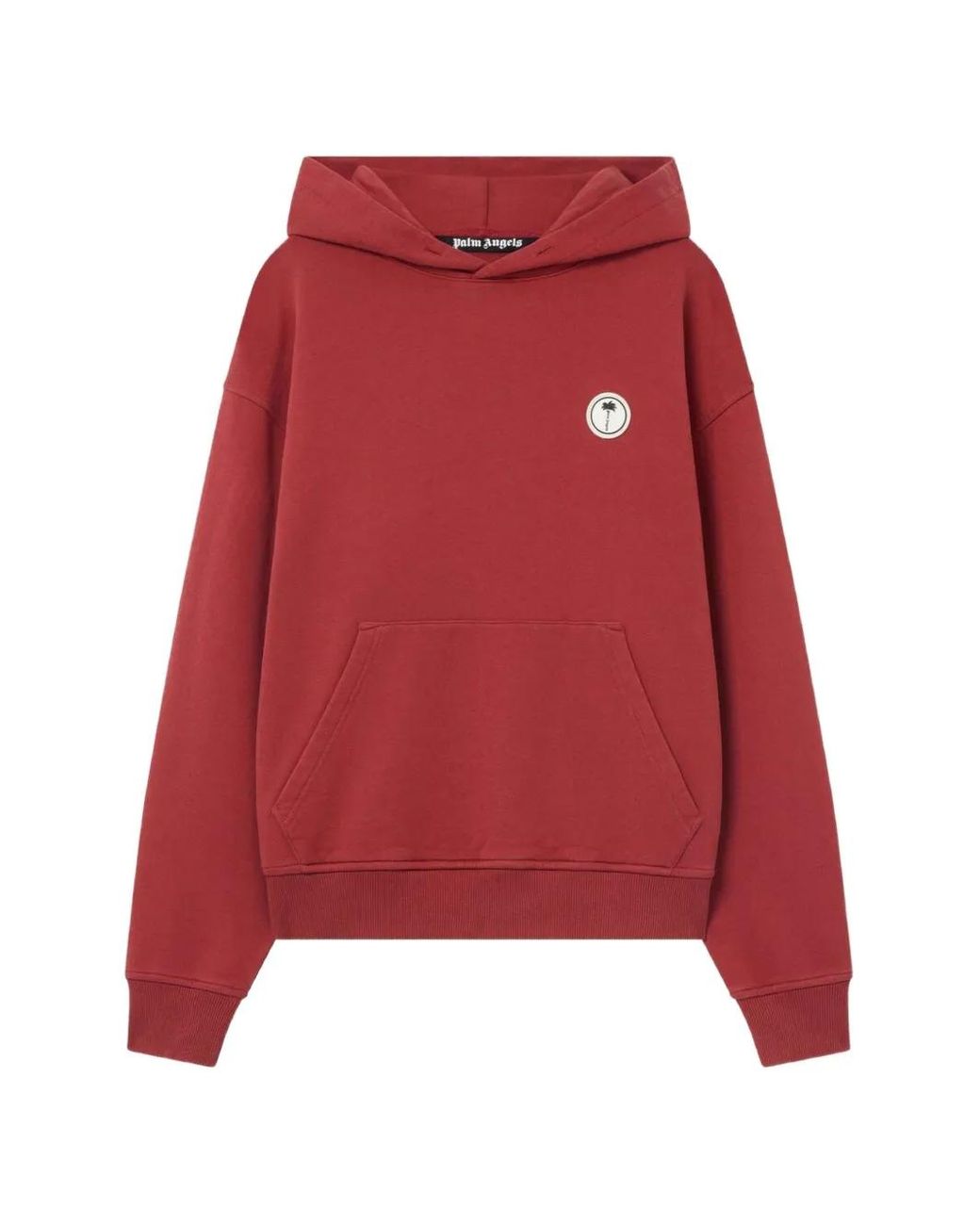 Palm Angels Red Hoodie À Palmiers Brodés for men