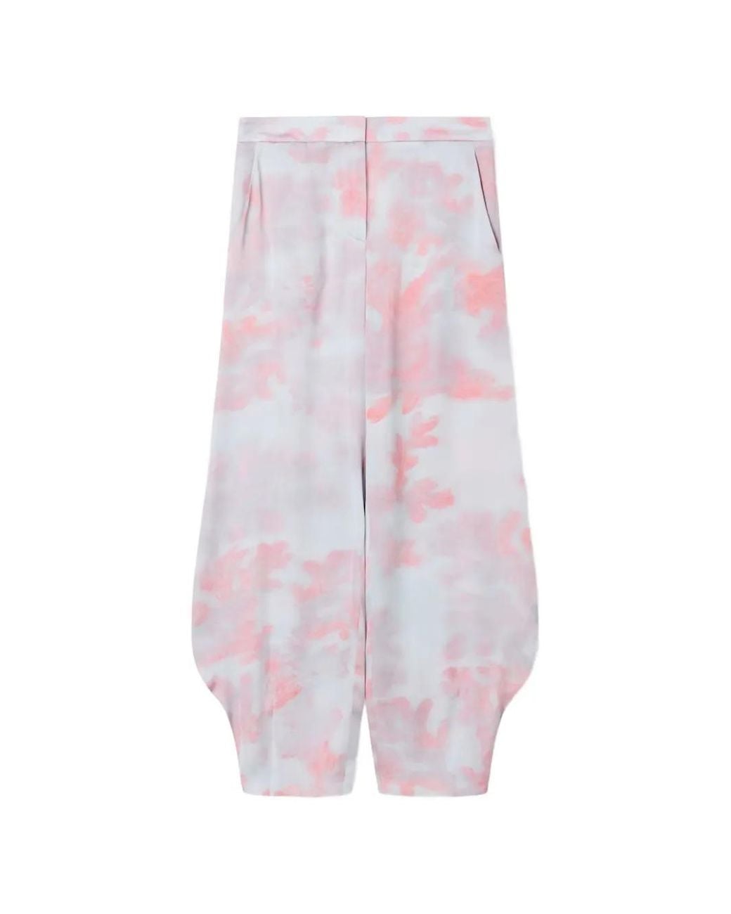 Giorgio Armani White Abstract-Print Silk Trousers