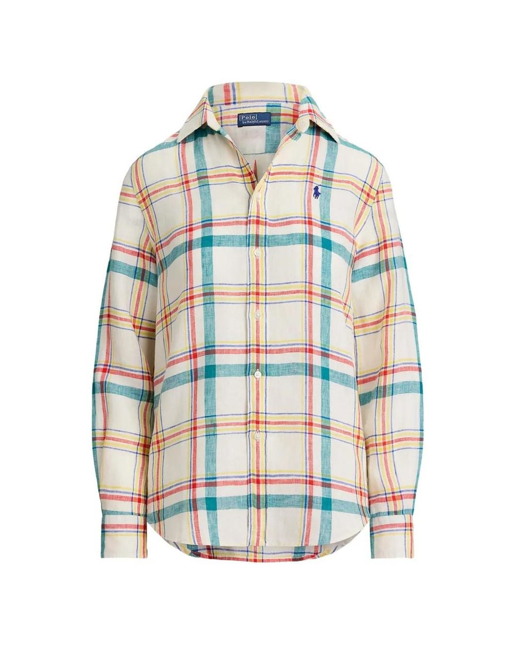 Polo Ralph Lauren White Check-Pattern Linen Shirt