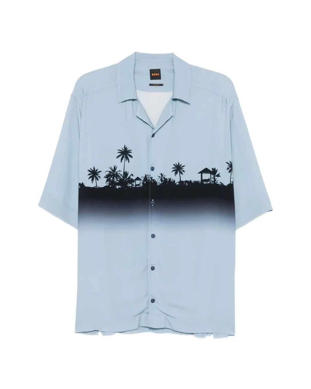 Boss Blue Palm-Tree Print Ombré Shirt for men