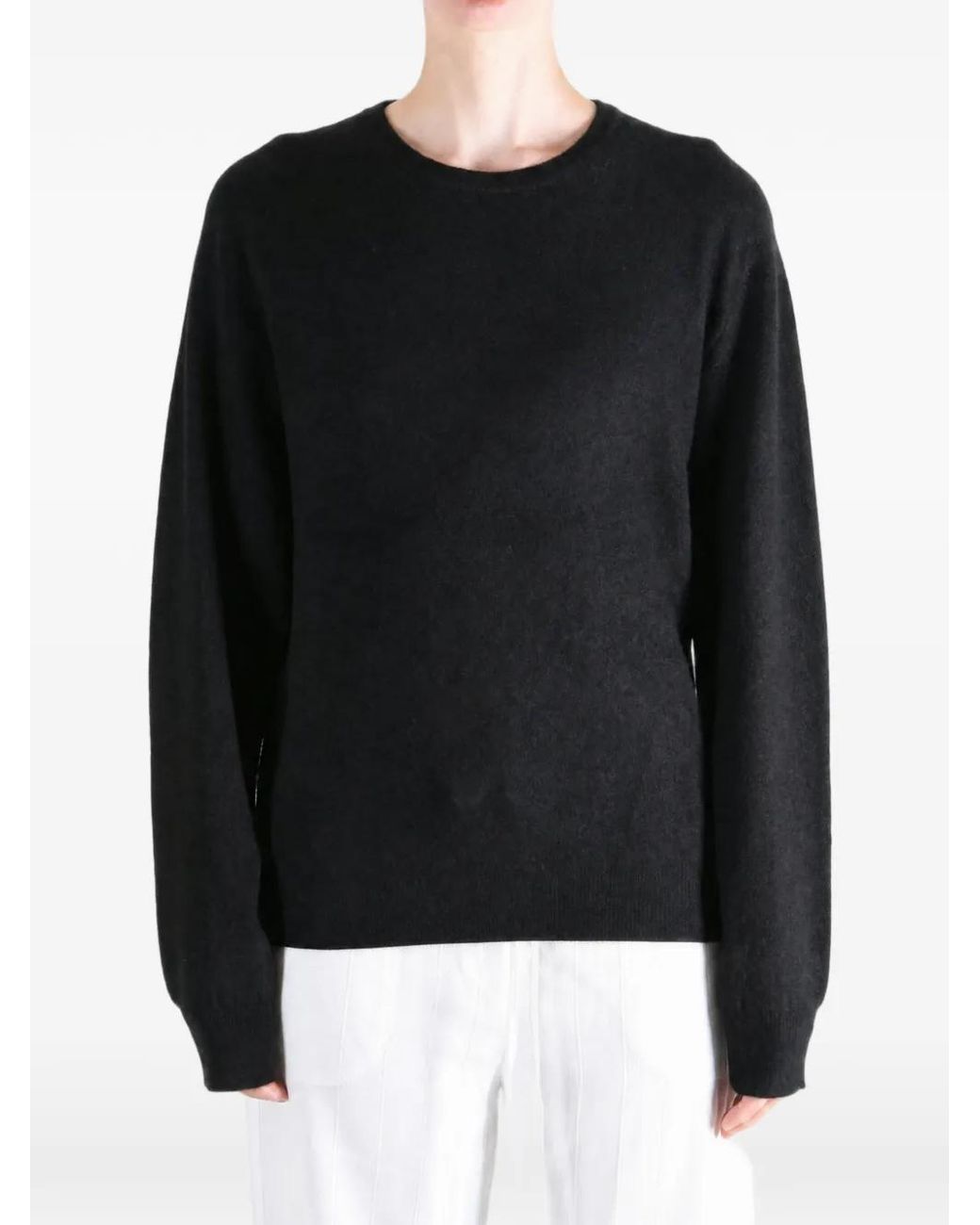 Frenckenberger Black Crew-Neck Ribbed-Trim Sweater