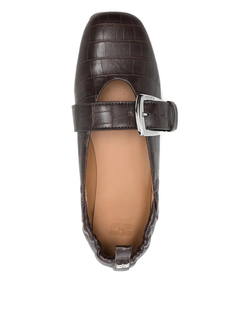 Ganni Gray Ballerina Croco