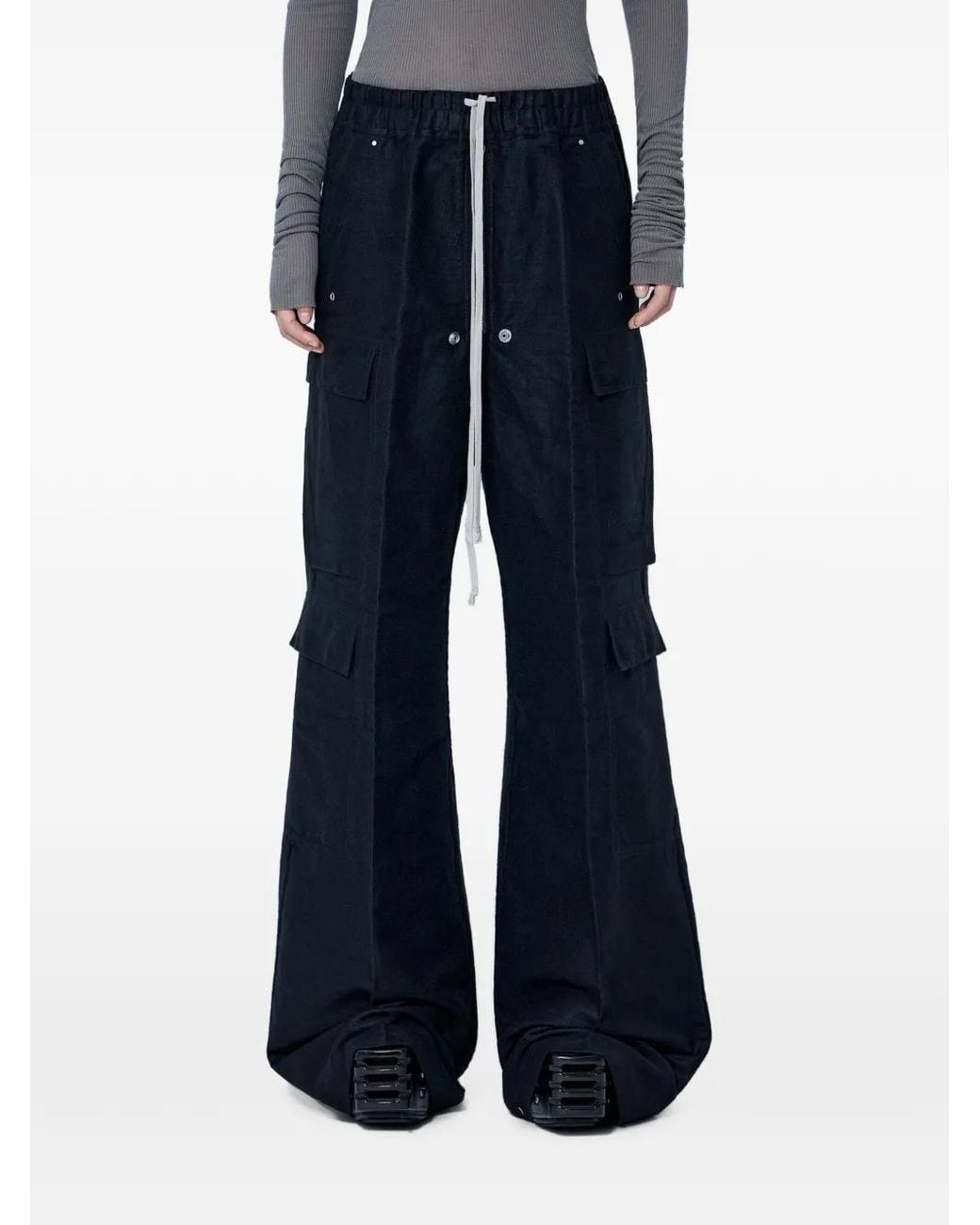 Rick Owens Blue Wide-Leg Cargo Pants