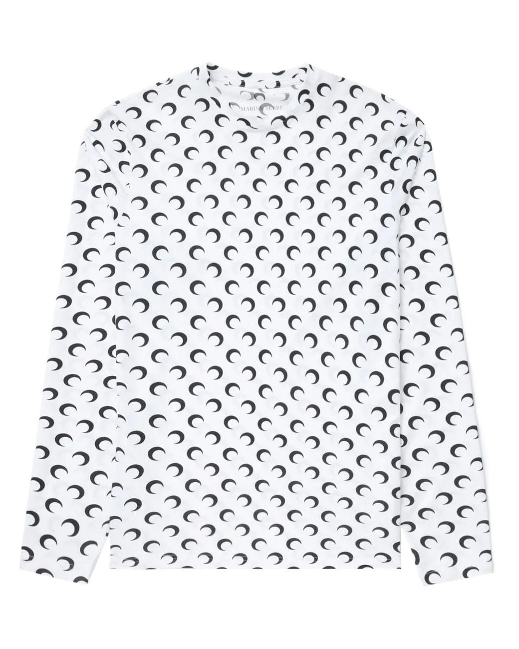 MARINE SERRE White Regenerated Moon-Print Long-Sleeve T-Shirt for men