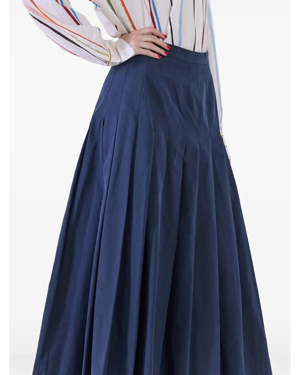 Paul Smith Blue Pleated Midi Skirt