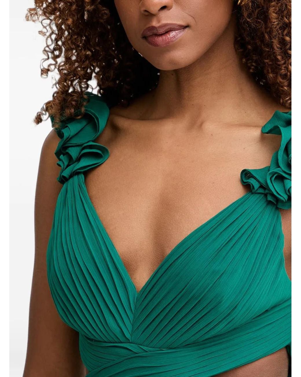 Morgan Green Ruffled Cut-Out Maxi Dress