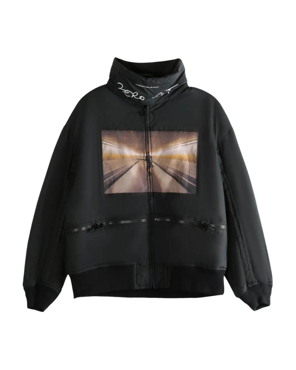 Undercover Black Zipped Graphic-Print Jacket for men