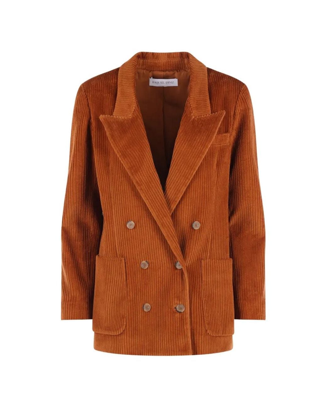 Raquel Diniz Brown Penelope Double-Breasted Corduroy Jacket
