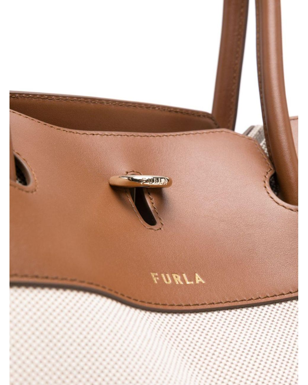 Furla Genesi Xl Canvas Tote Bag in Natural | Lyst