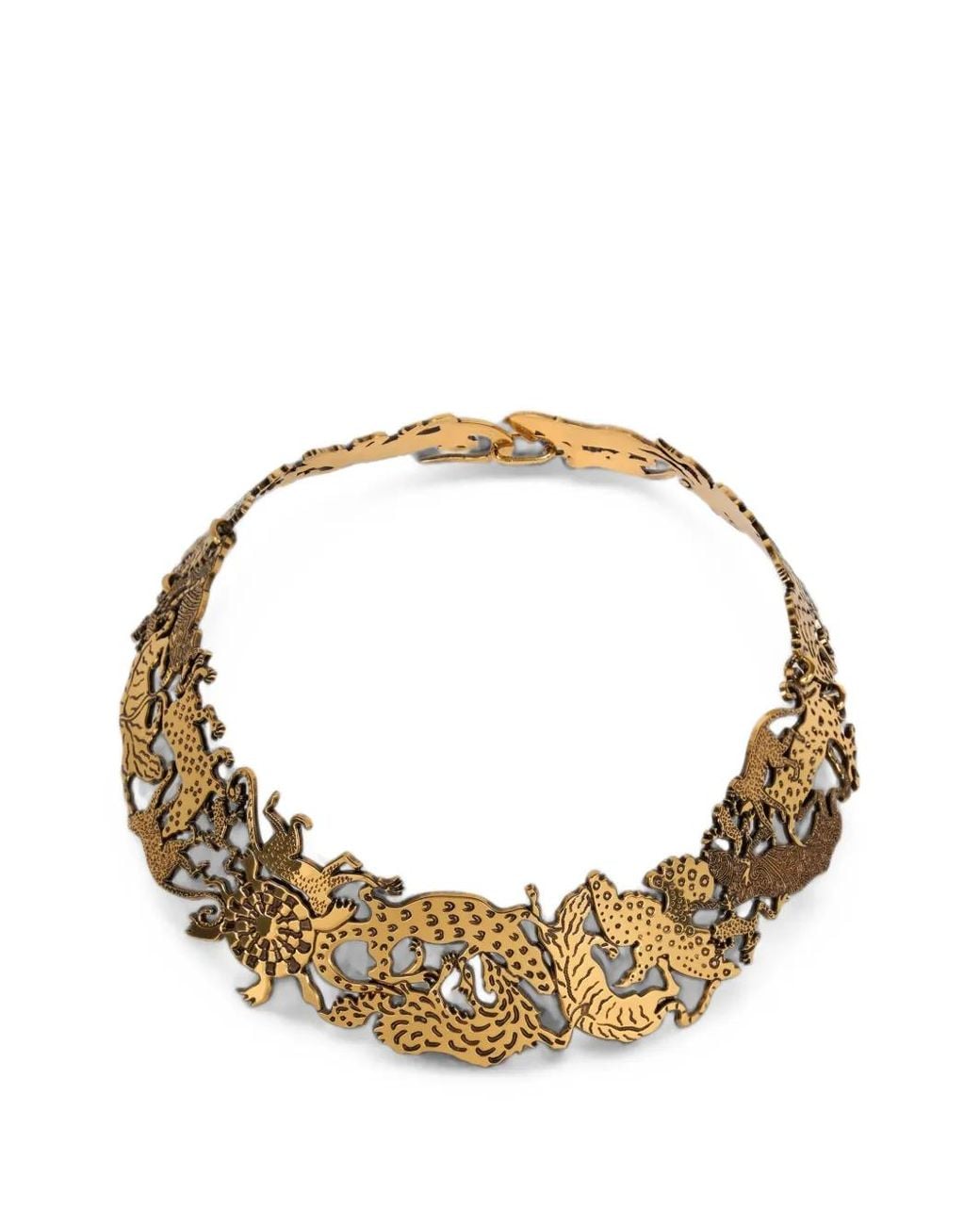 Etro Metallic Choker Necklace With Animals