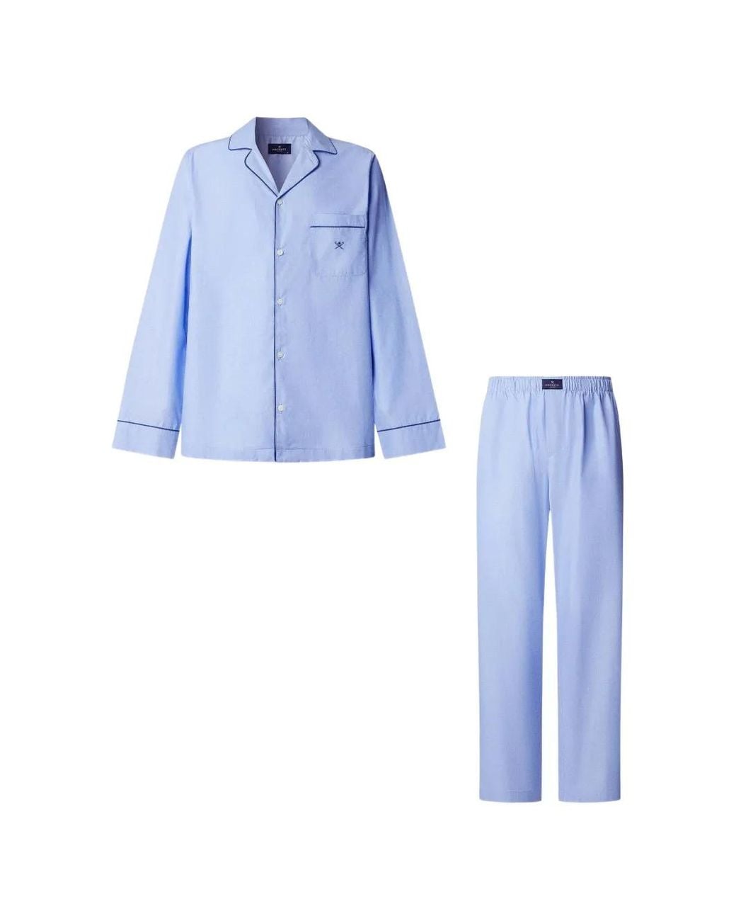 Hackett Blue Ensemble De Pyjama À Logo Brodé Et Finitions Passepoilées for men