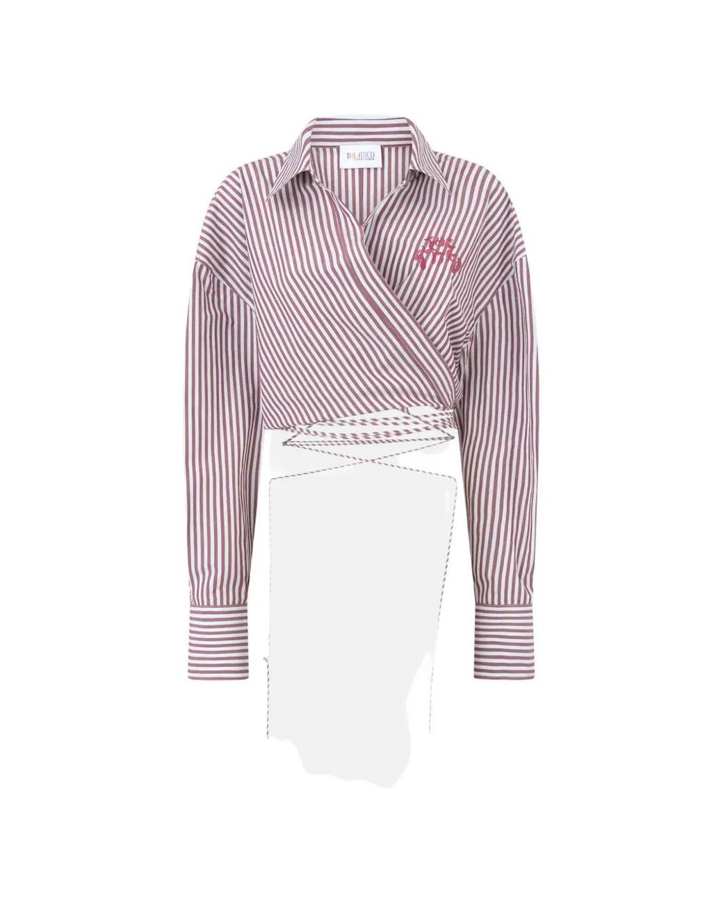The Attico Pink Blouse Rayée À Effet Portefeuille