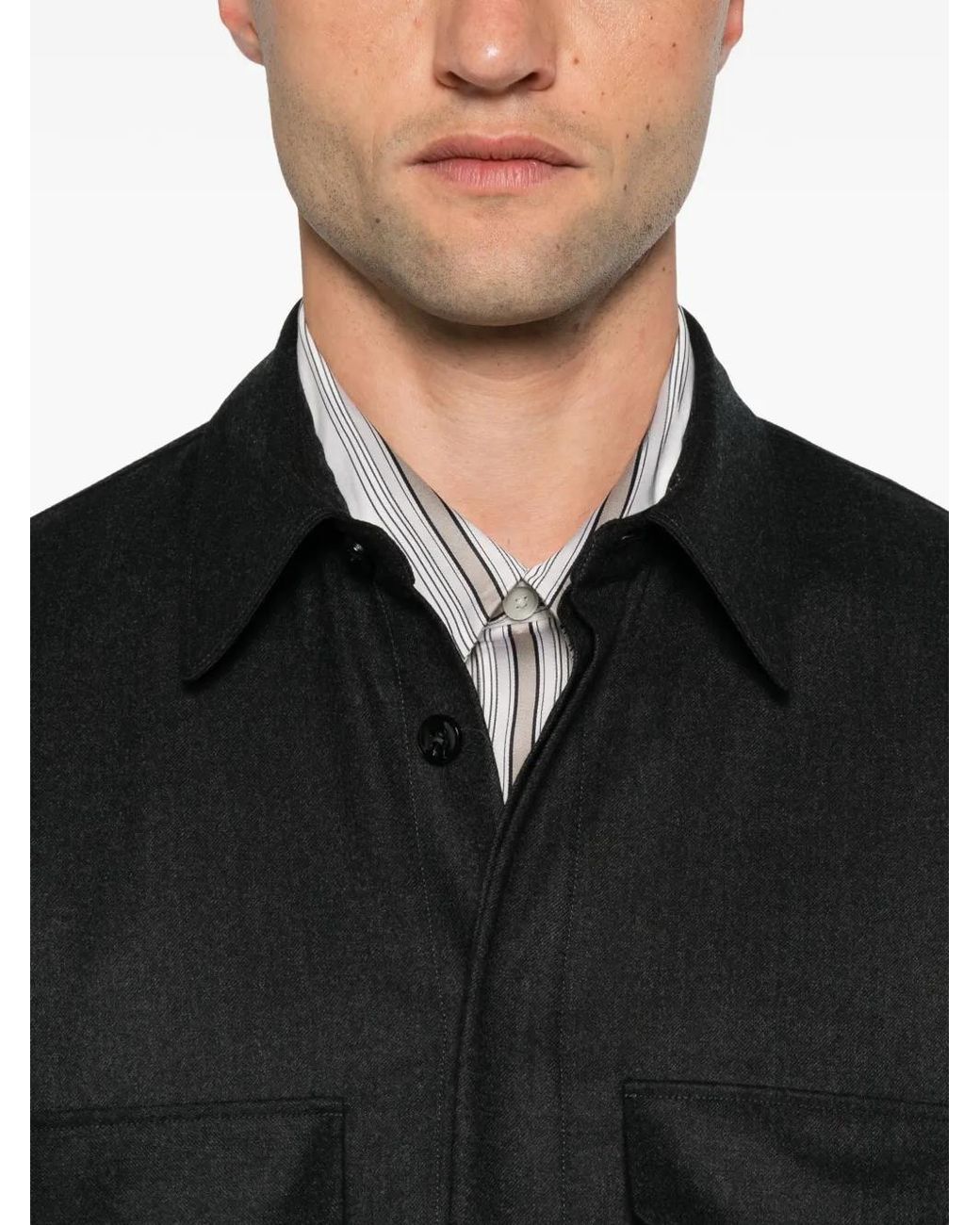 Umit Benan Black Jonah Flap-Pocket Shirt for men
