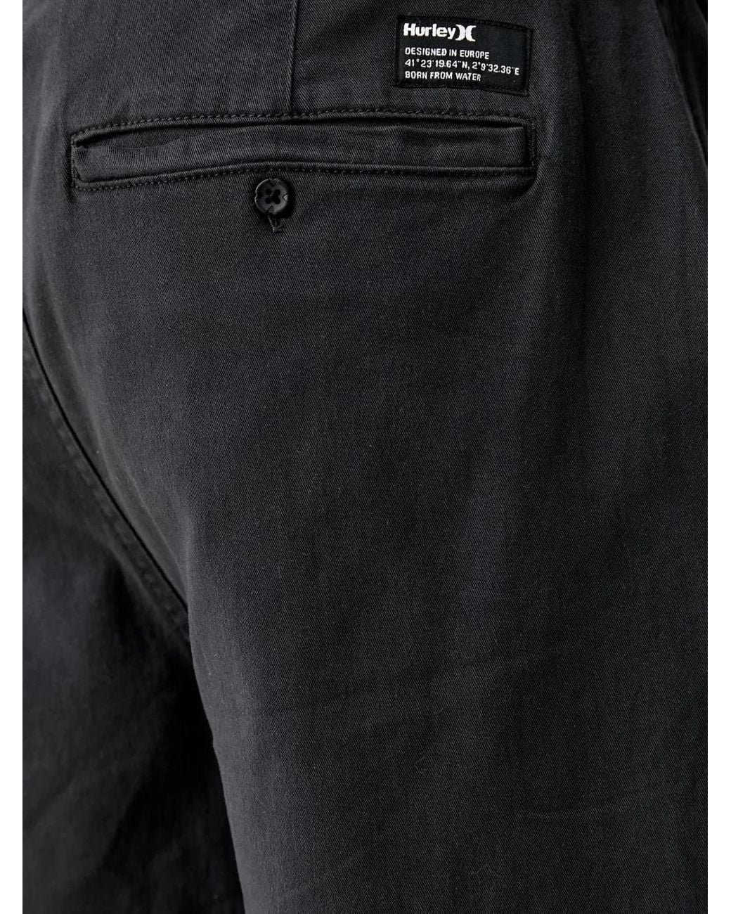 Hurley Black Logo-Patch Chino Shorts for men