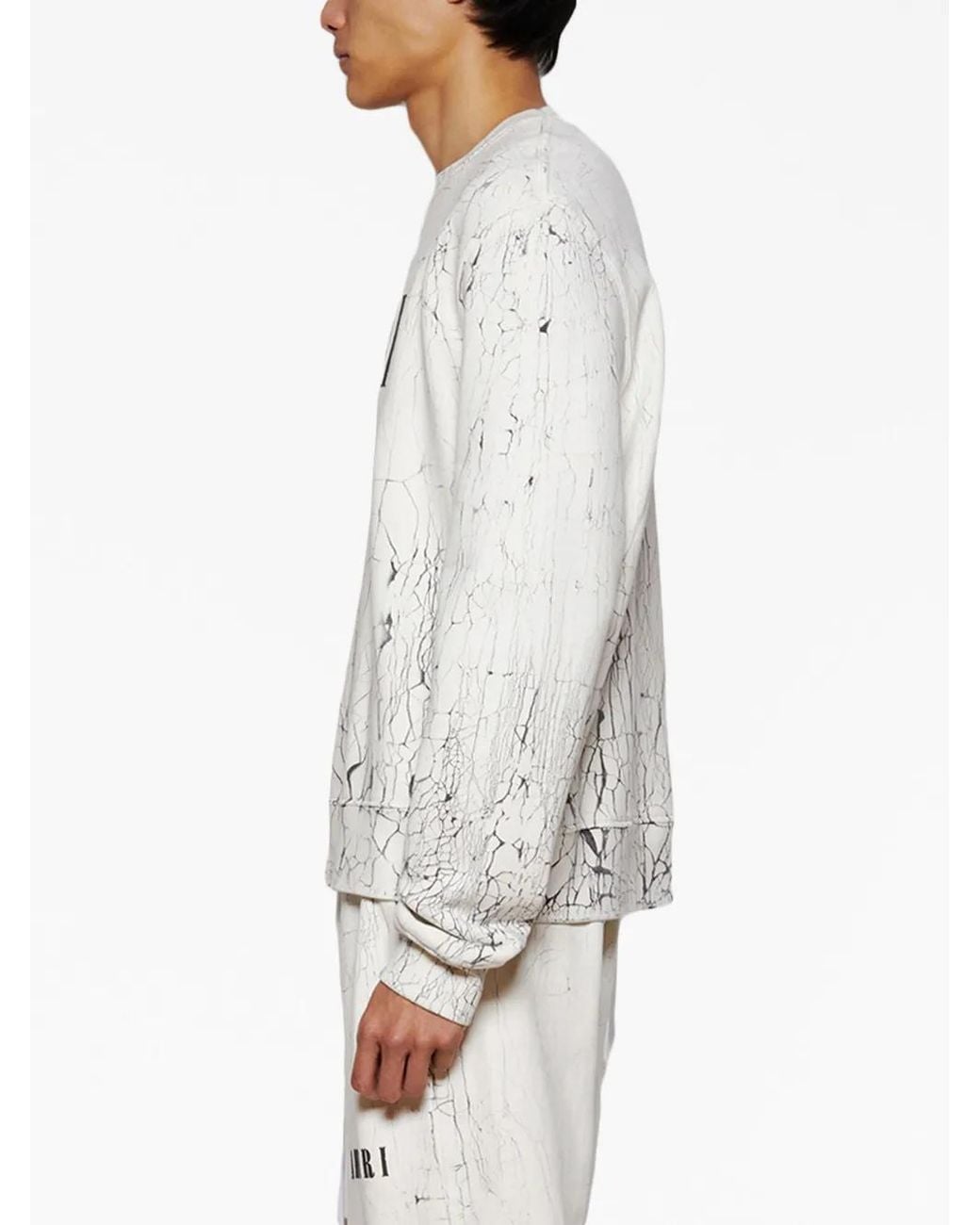 Amiri Gray Cracked Logo-Print Sweatshirt for men