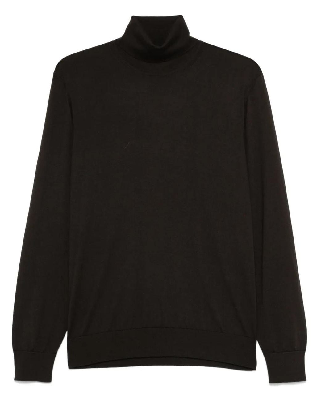 Zegna Black Cashmere-Silk Blend Roll-Neck Sweater for men