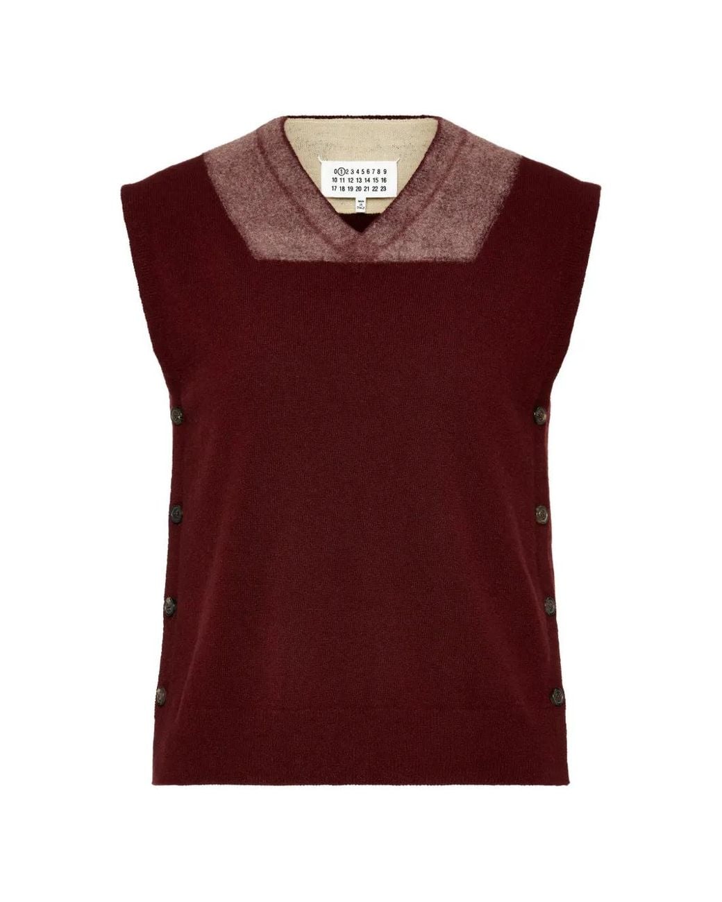 Maison Margiela Red Two-Tone Virgin-Wool Vest
