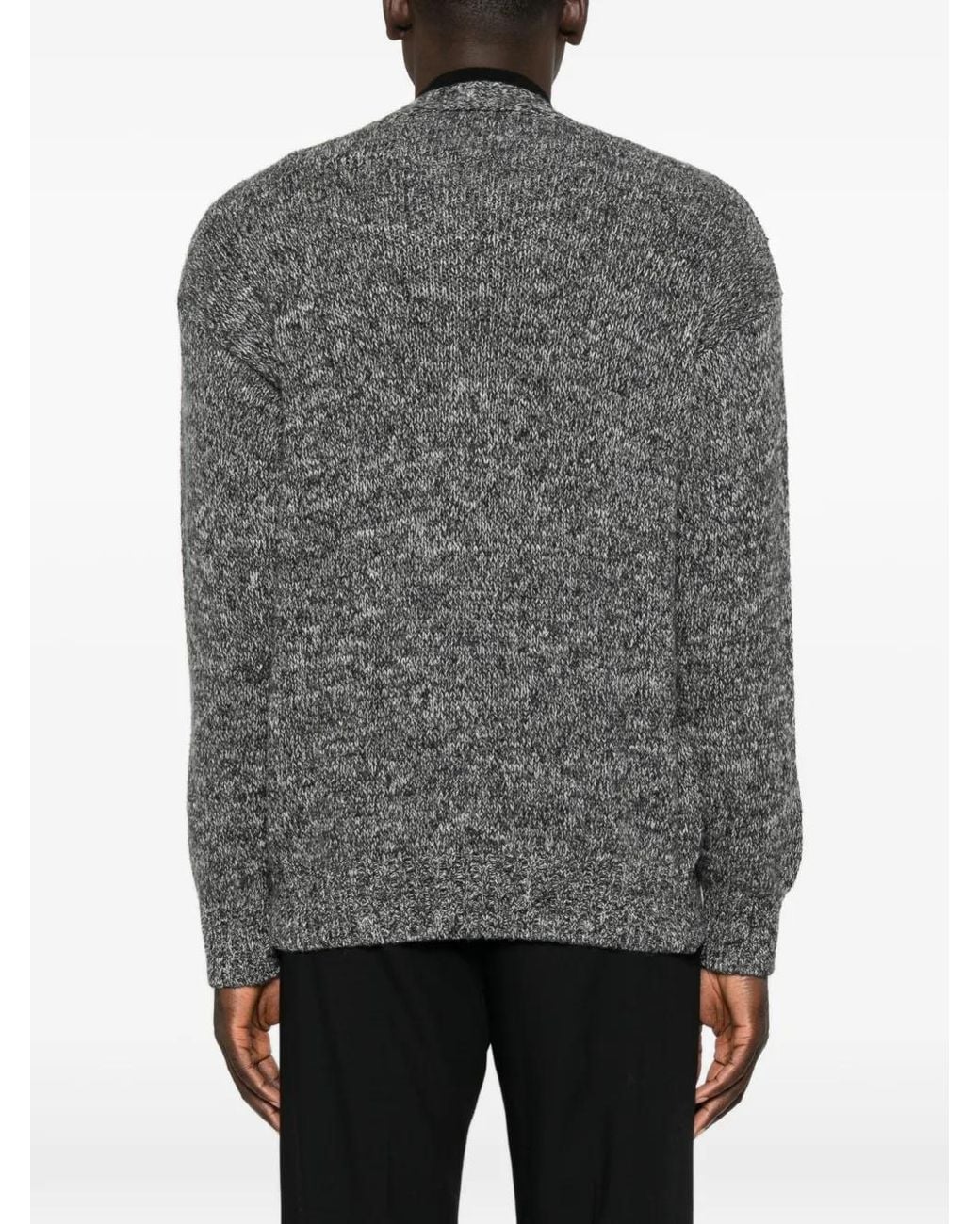 Tagliatore Gray Marl-Knit V-Neck Cardigan for men