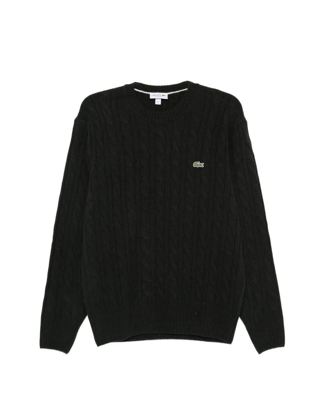 Lacoste Black Cable-Knit Logo-Patch Sweater for men