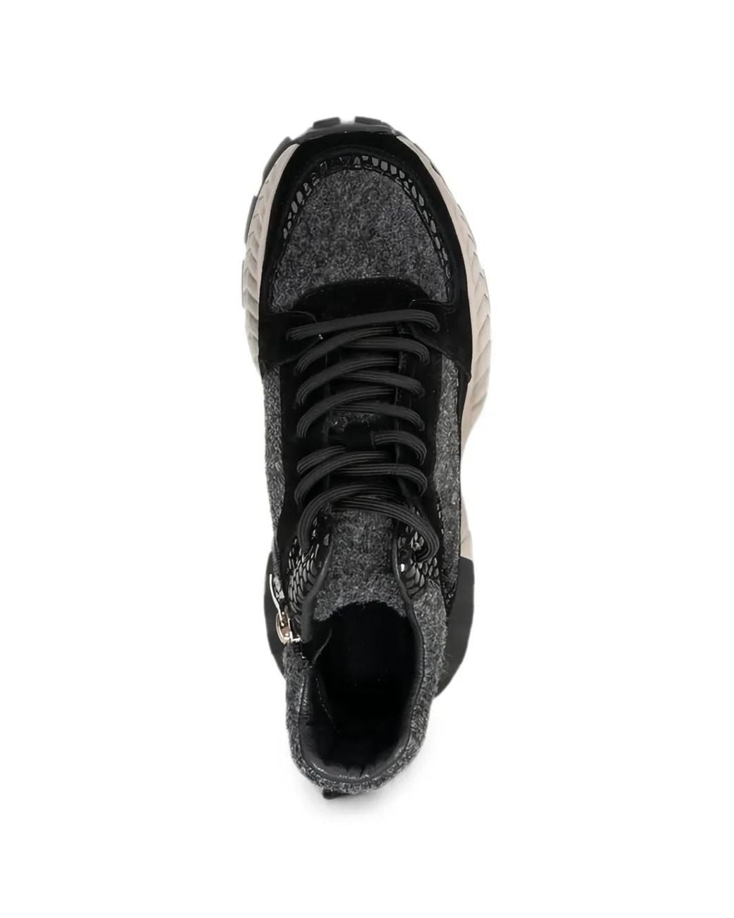 Linda Baumann Black Snakeskin-Effect Panelled Sneakers