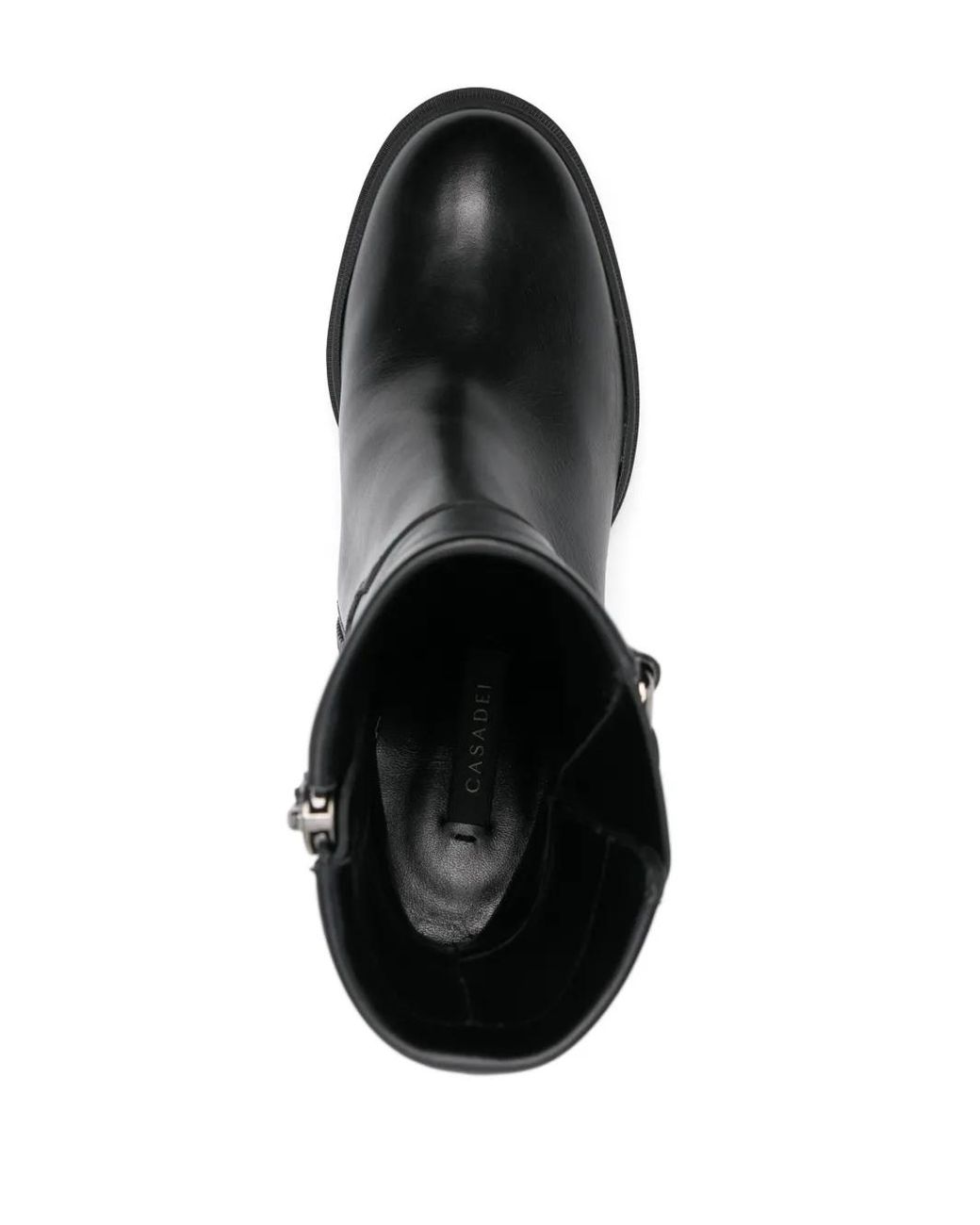 Casadei Black 80Mm Leather Biker Boots