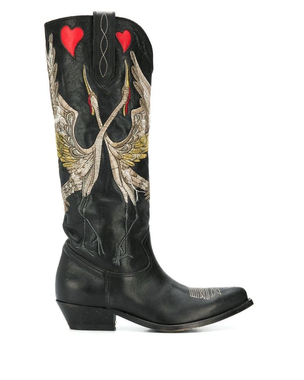 Golden Goose Embroidered Pointed Boots in Black | Lyst