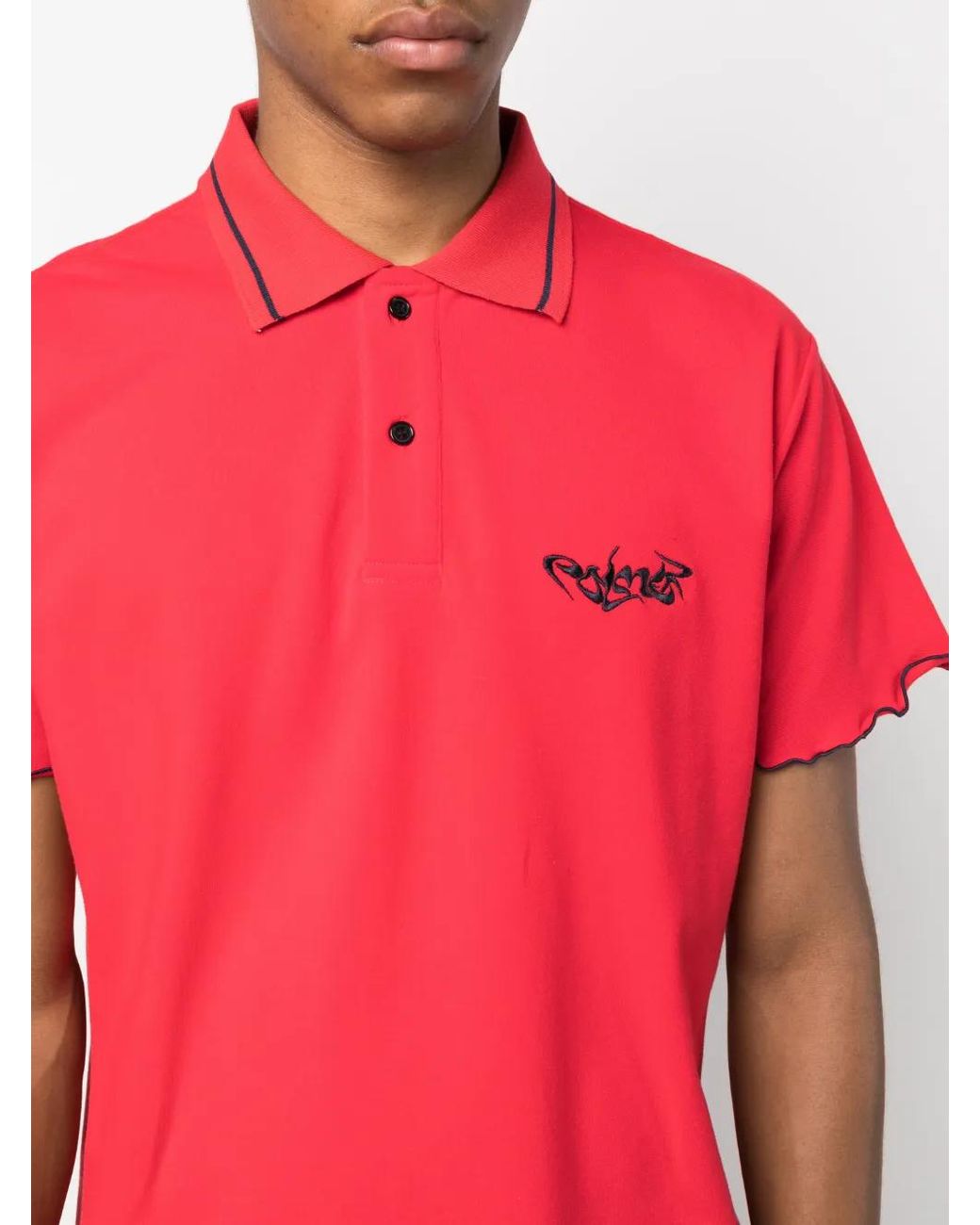 Palmier Red Lettuce-Edge Polo Shirt for men