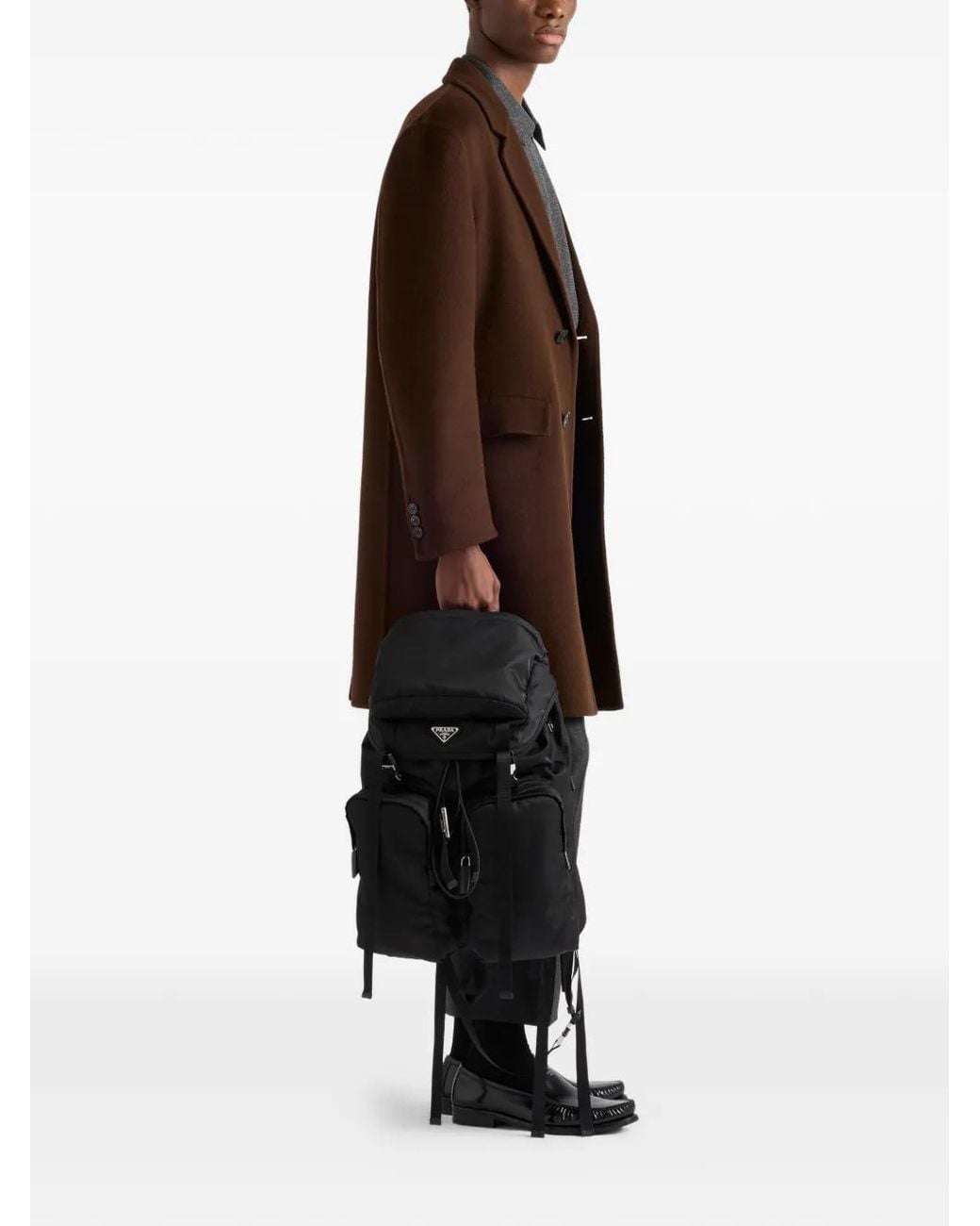 Prada Black Re-Nylon Multi-Pocket Backpack for men
