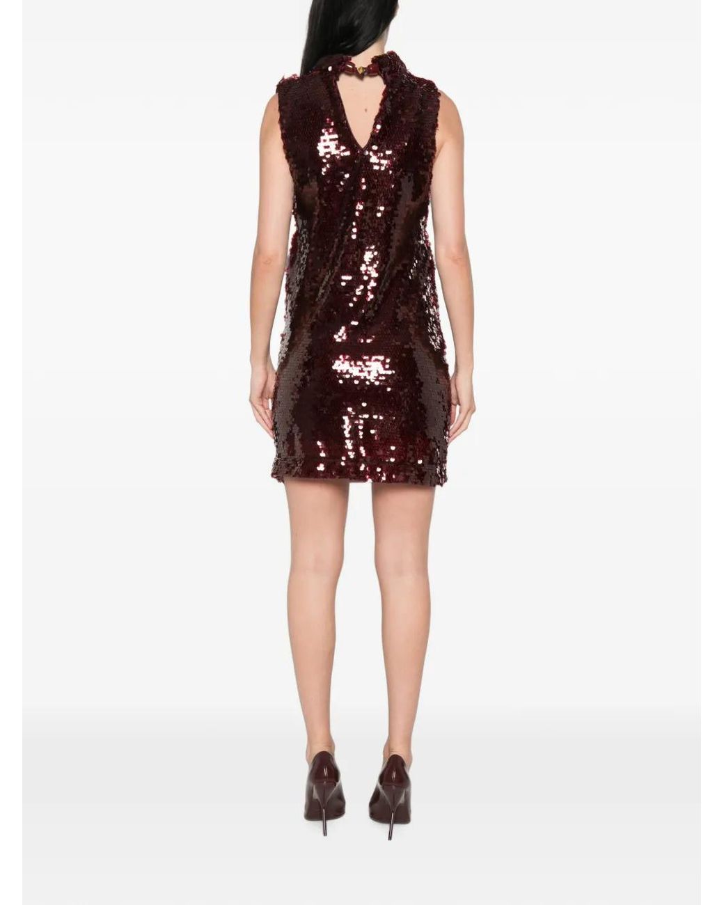 Adriana Degreas Purple Sequin-Embellished Cut-Out Mini Dress