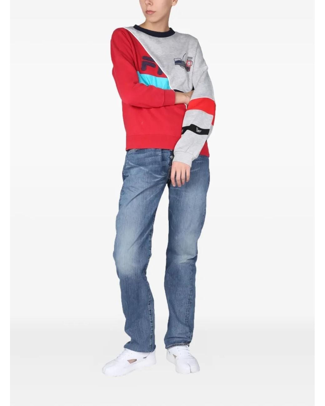 1/OFF Red Colourblock Logo Sweatshirt