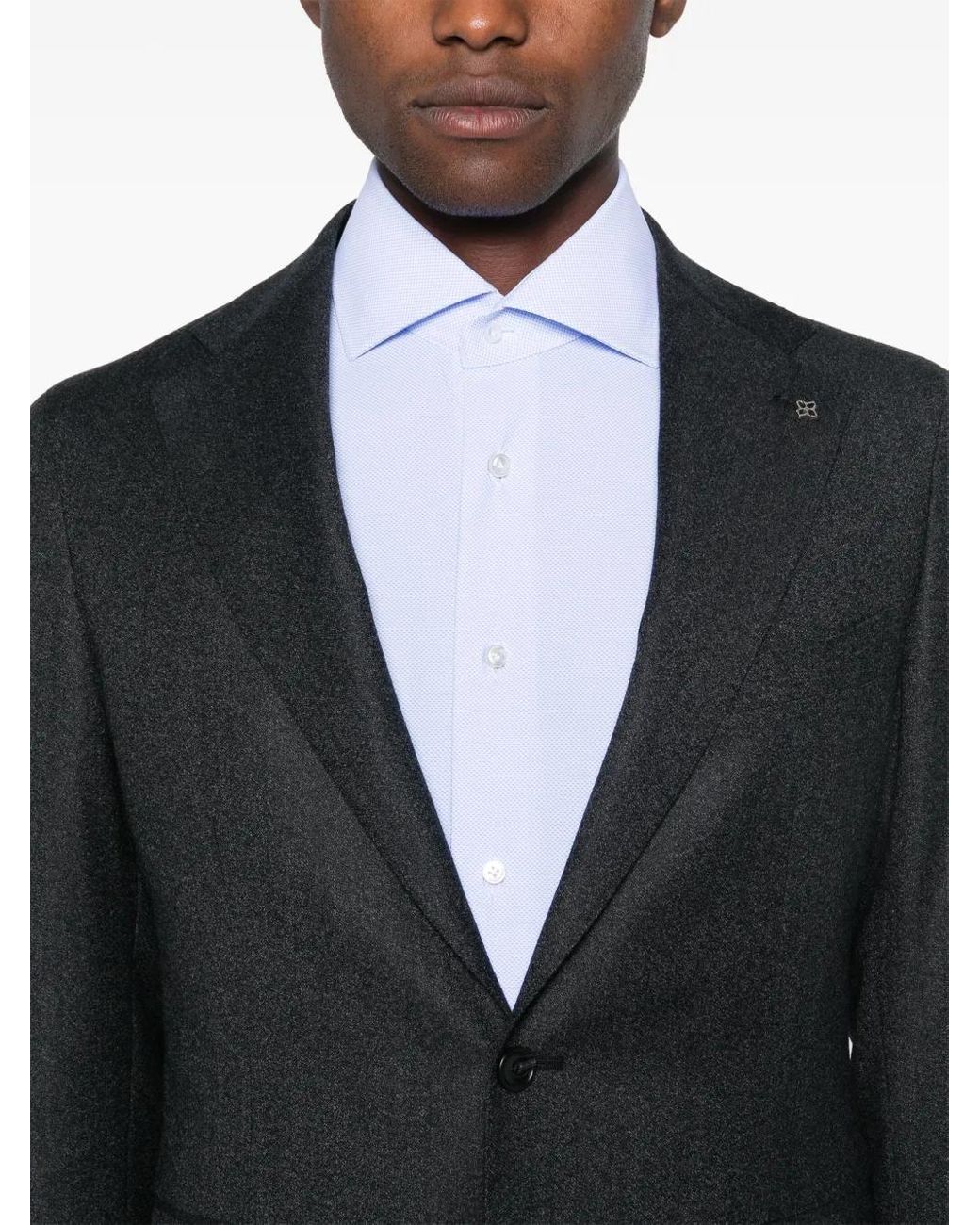 Tagliatore Black Logo-Brooch Suit for men