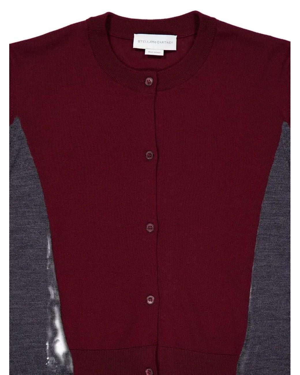 Stella McCartney Red Colour-Block Wool Cardigan