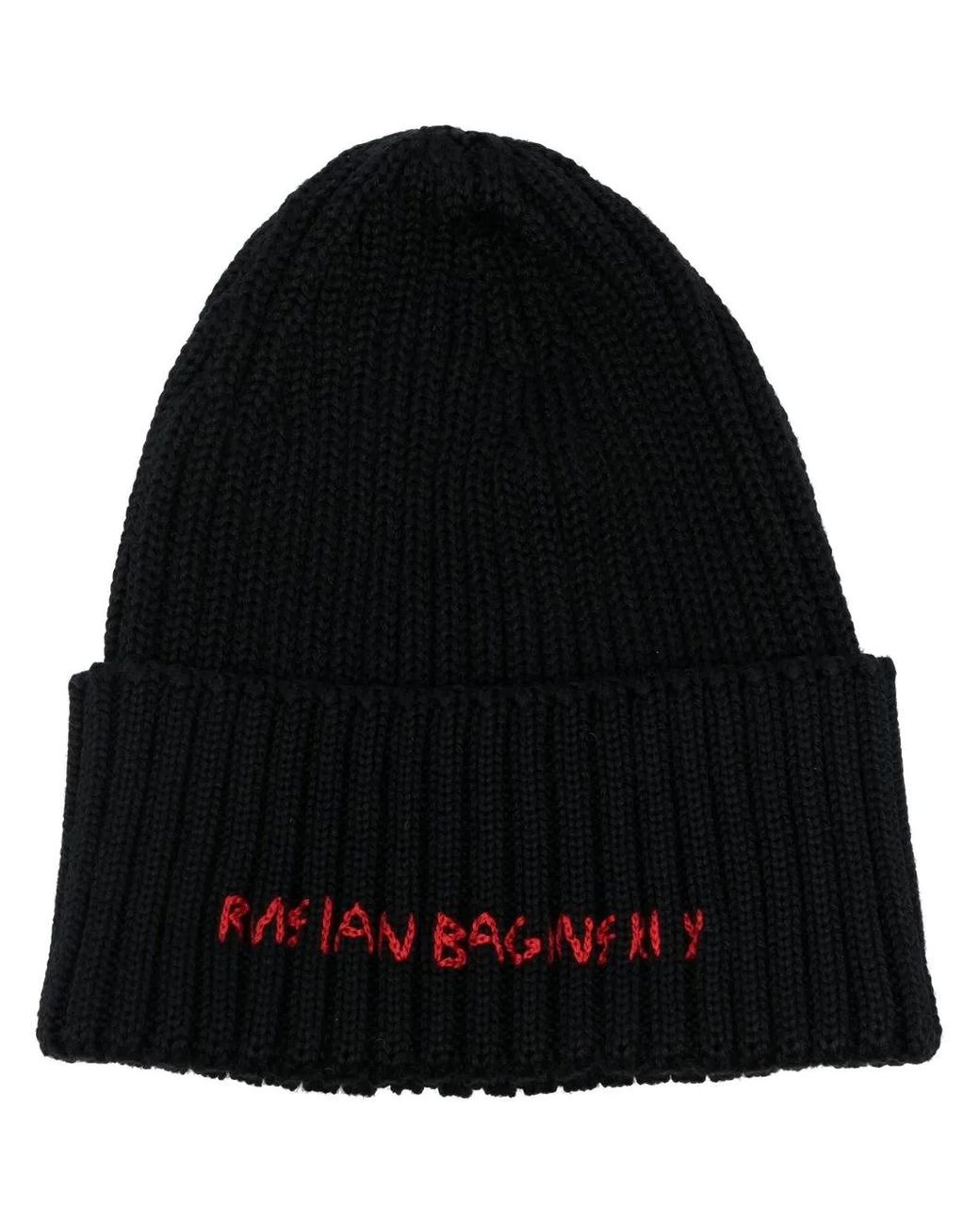 Ruslan Baginskiy Black Embroidered-Logo Knitted Beanie