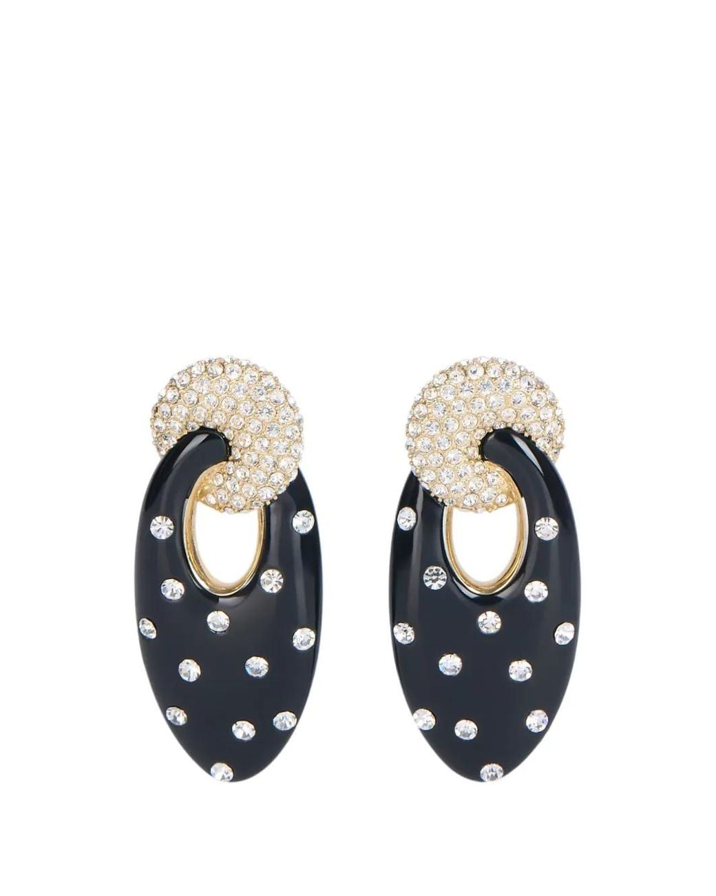 Balmain White Lacquered Brass Organic Earrings With Crystals