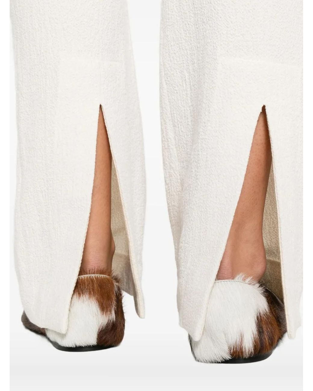 Nanushka White Shera Back-Slit Trousers