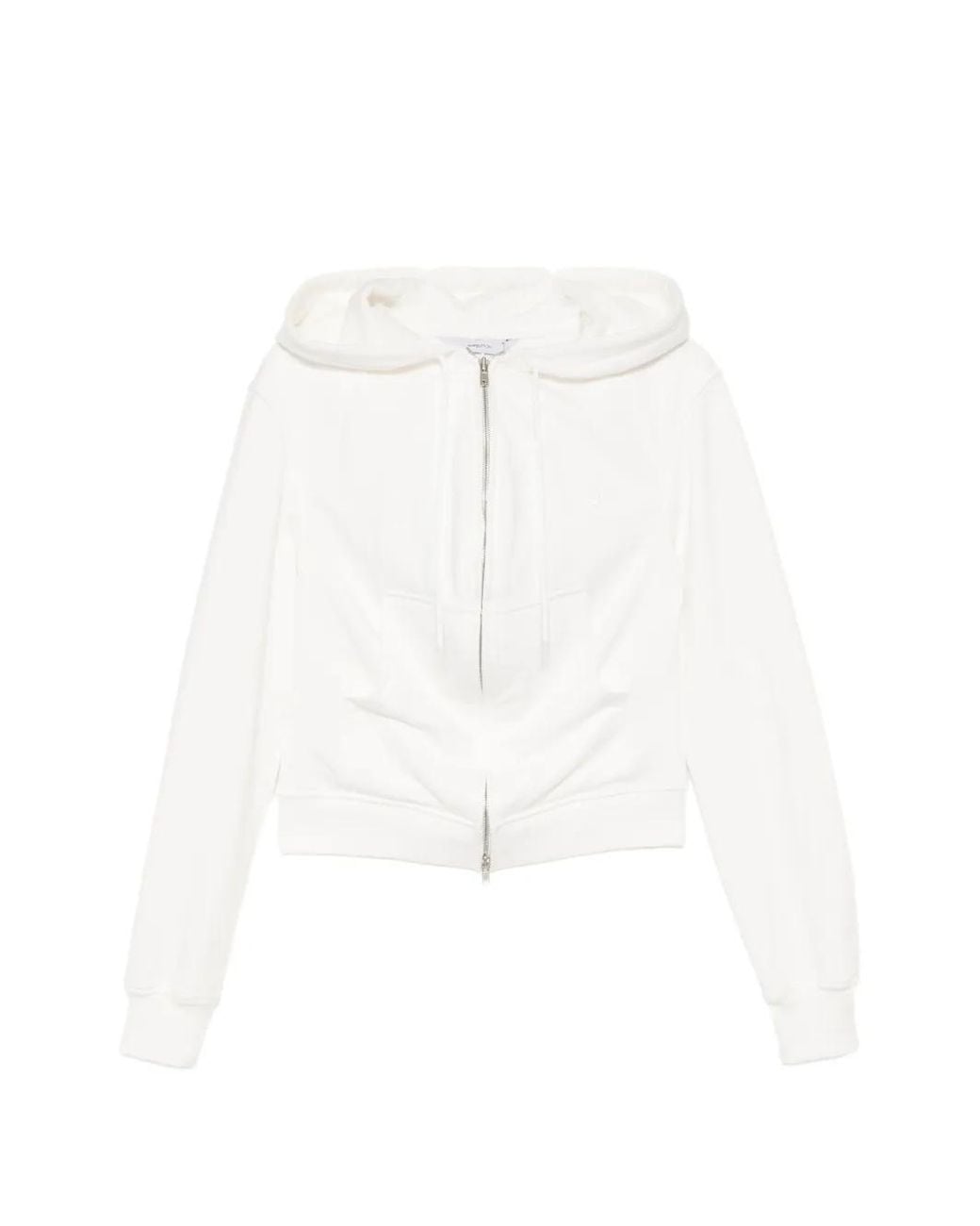 Pushbutton White Draped Zip-Up Hoodie