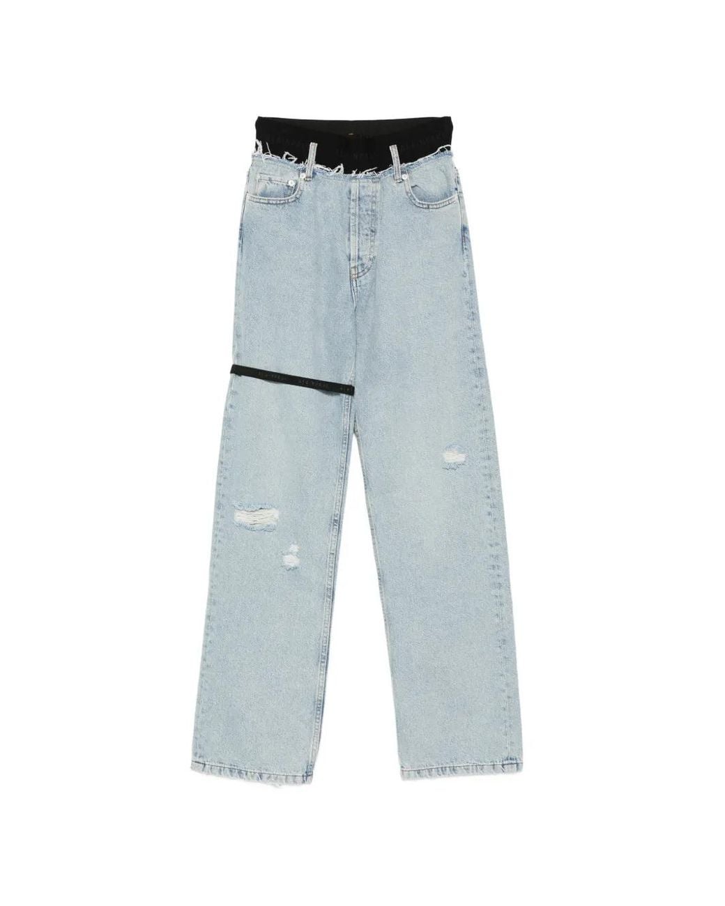 ALAINPAUL Blue Distressed Strap Jeans