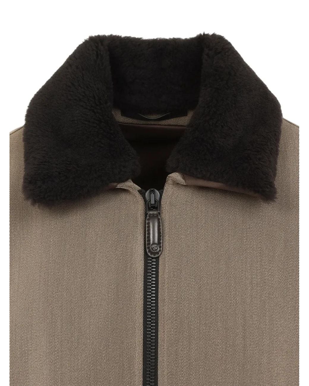 Giorgio Armani Brown Shearling-Collar Blouson Jacket for men