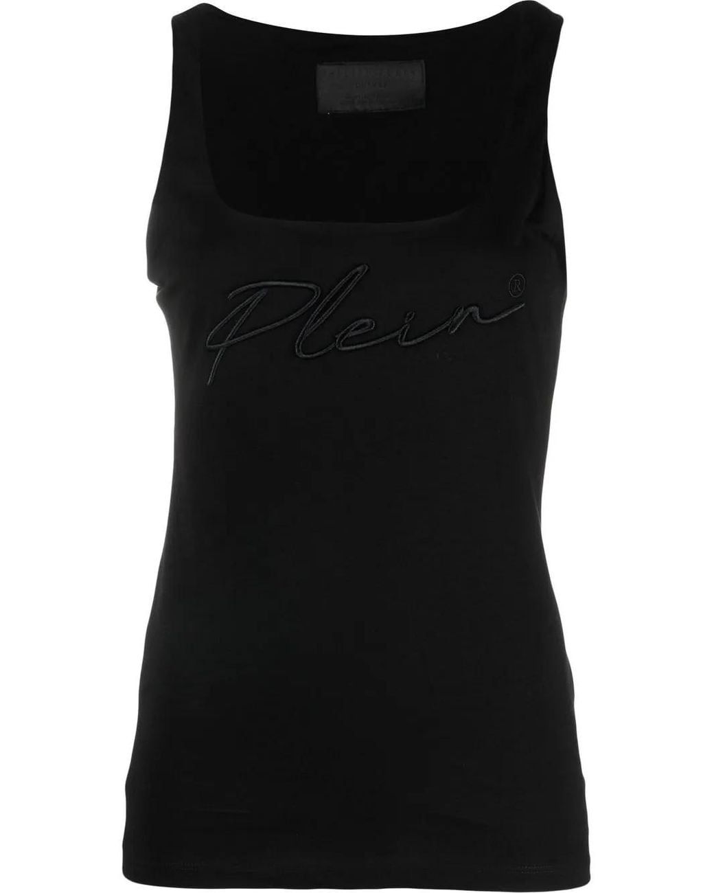 Philipp Plein Black Logo-Embroidered Tank Top