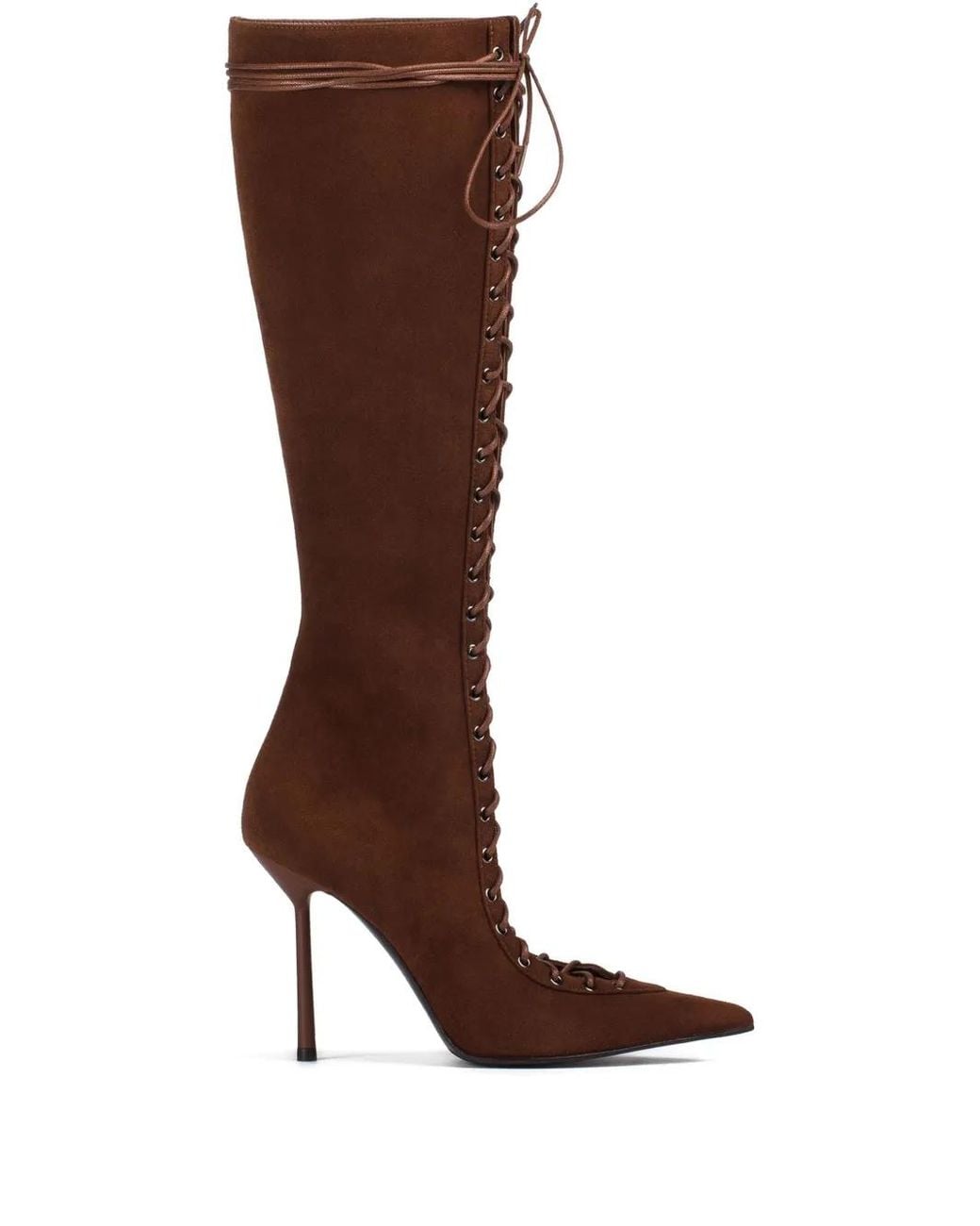 Le Silla Brown 100Mm Colette Lace-Up Suede Boots