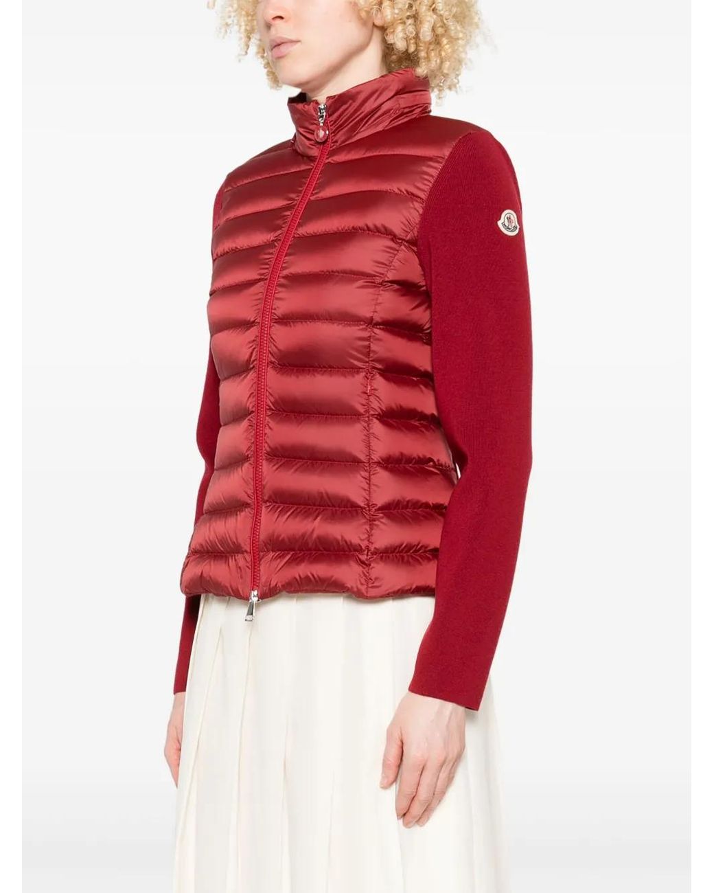 Moncler Red Padded-Front Knit Jacket