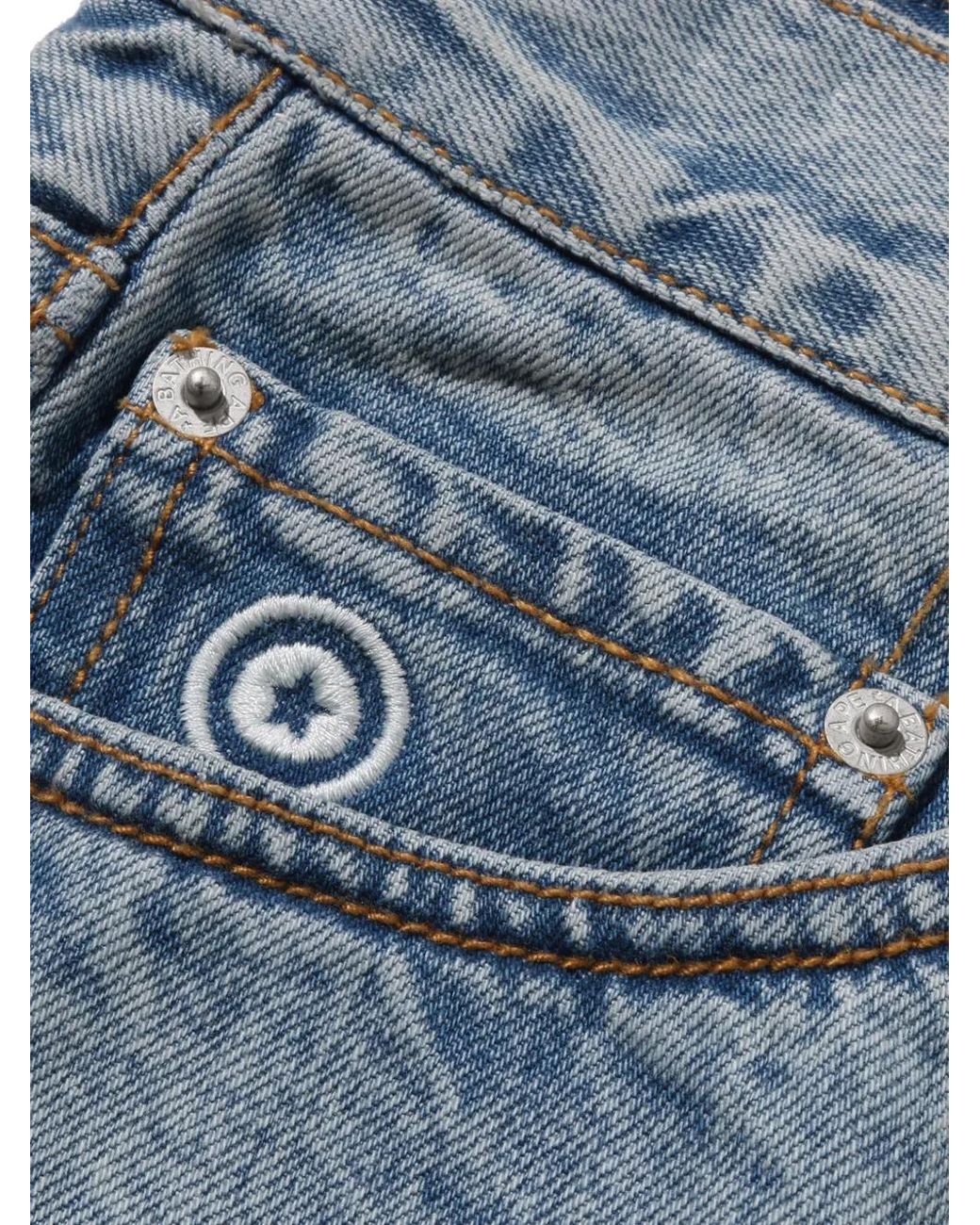 A Bathing Ape Blue Jean Droit À Motif Requin for men