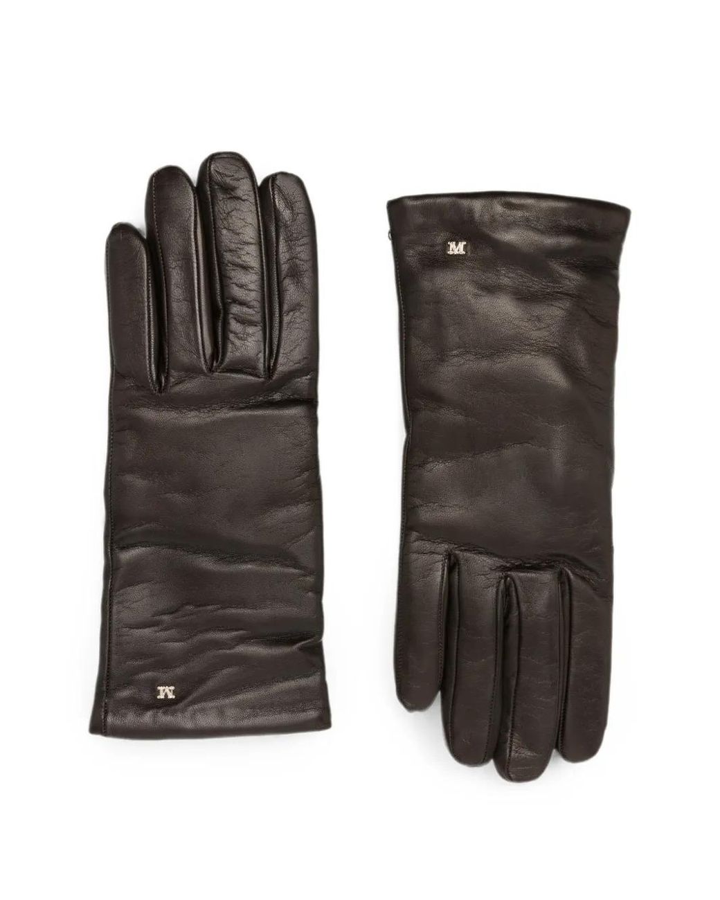 Max Mara Black Spalato Logo-Plaque Leather Gloves