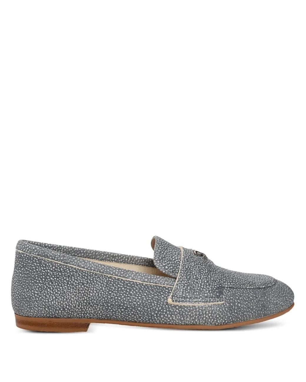 Casadei Gray Leather Loafers