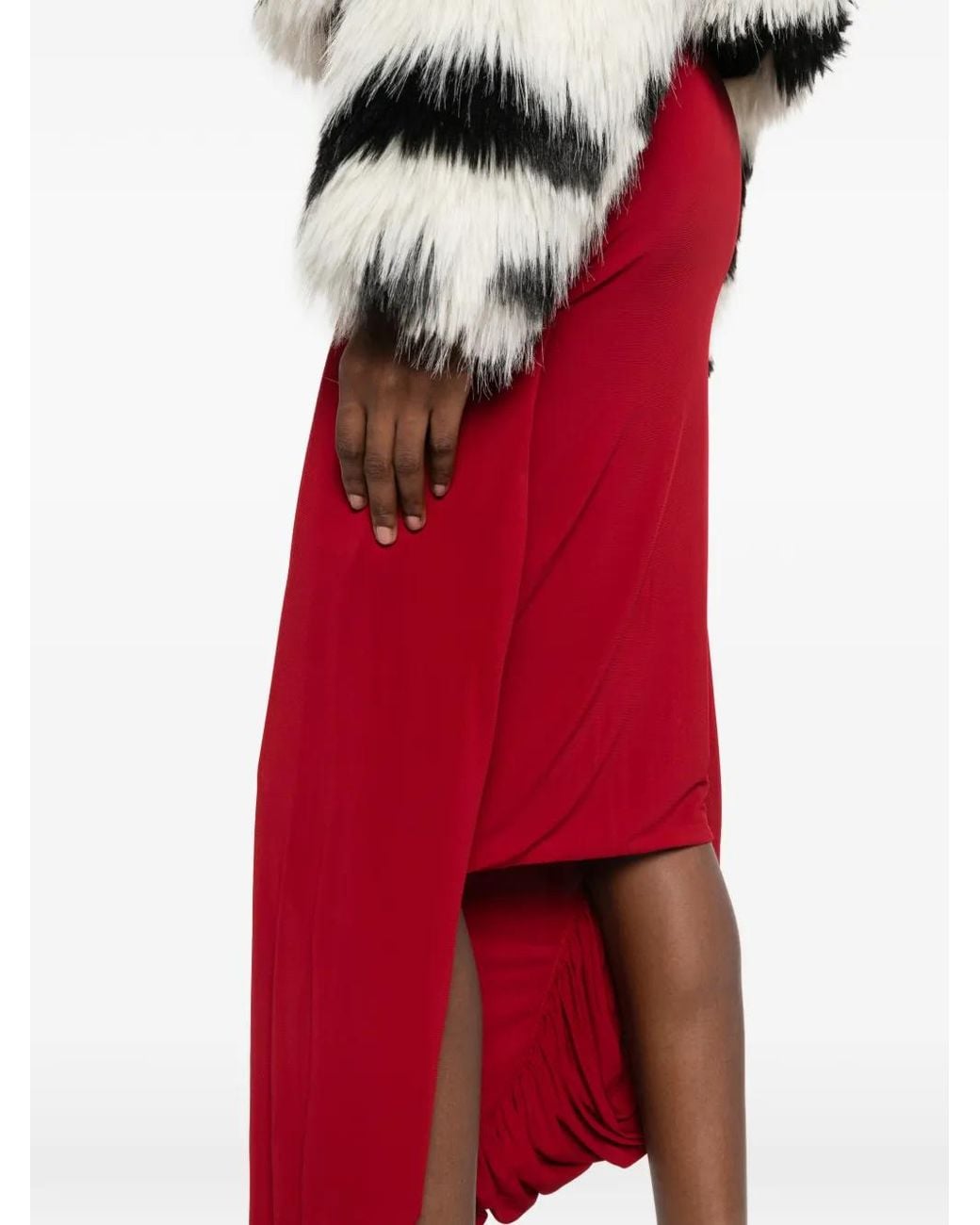 Jean Paul Gaultier Red Draped Asymmetric Skirt