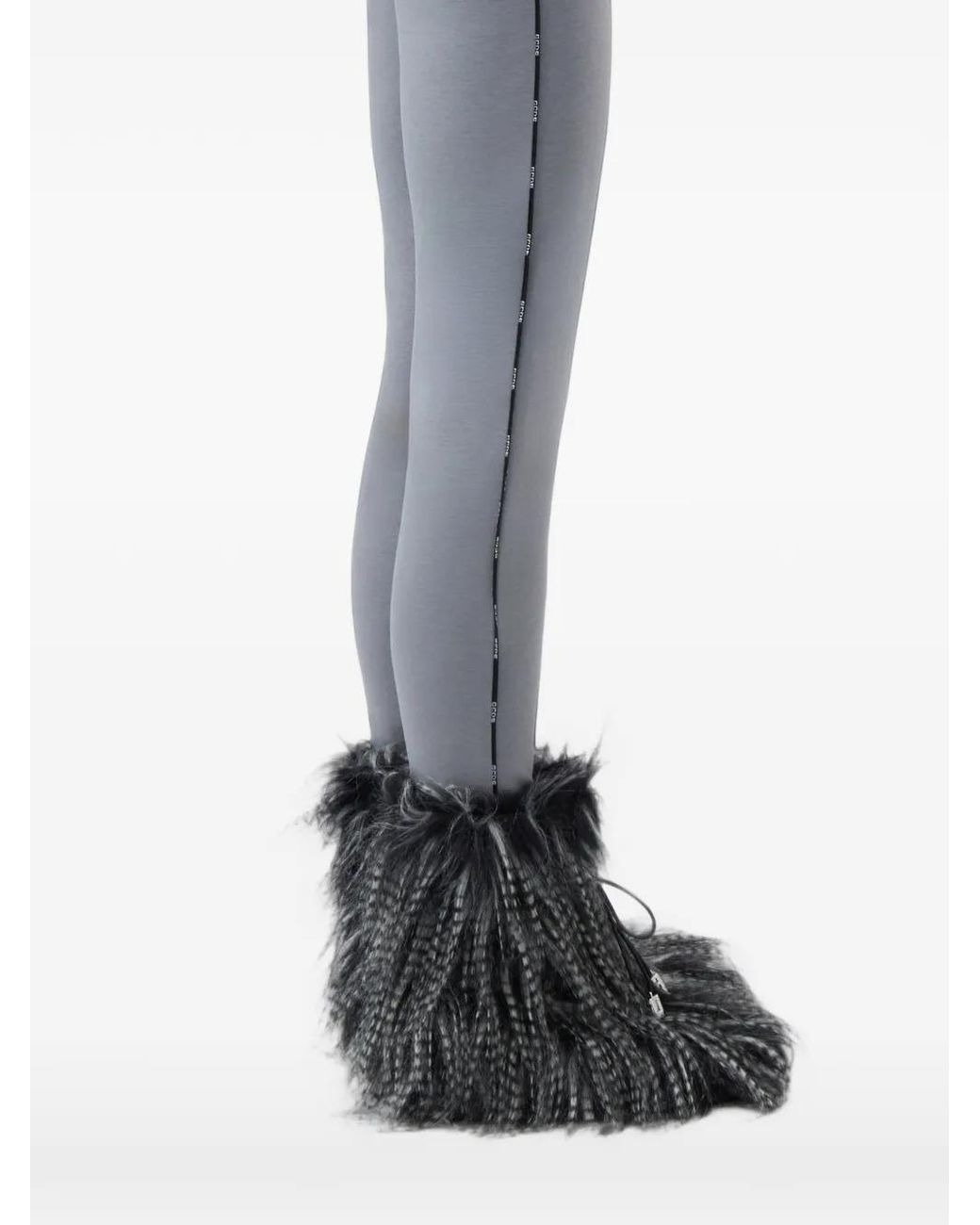 Gcds Black Faux-Fur Ankle Boots