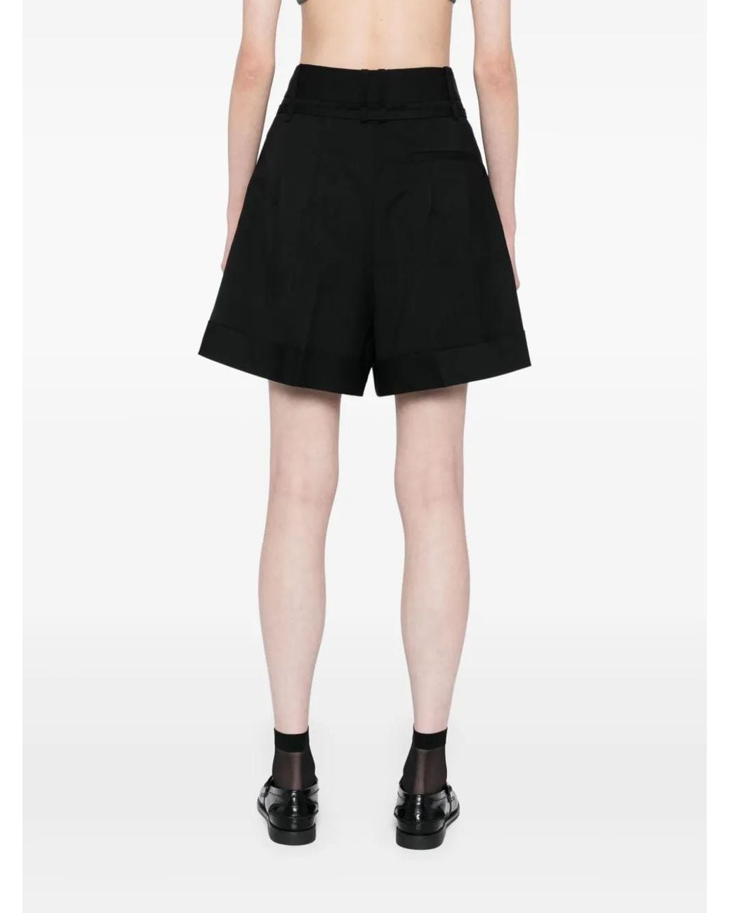 JNBY Black Wide-Leg Belted Shorts